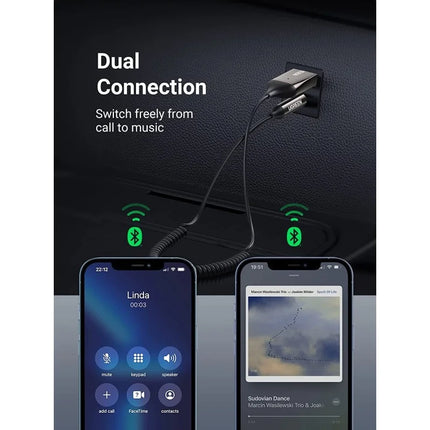 UGREEN AUX TO BLUETOOTH 5.0 ADAPTER FOR CAR AND SPEAKER, WITH MIC - CM309 70601
